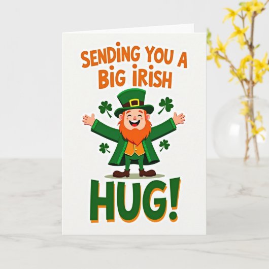 Irish Leprechaun Hugs St Patricks Card Kaart (Gele Bloem)