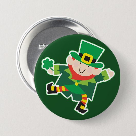 Irish Leprechaun Jig Ronde Button 7,6 Cm (Voorkant /achterkant)