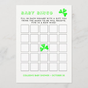 Irish Leprechaun Lucky Shamrock Baby Bingo Kaart