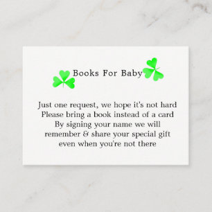 Irish Leprechaun Lucky Shamrock boeken voor Baby Informatiekaartje