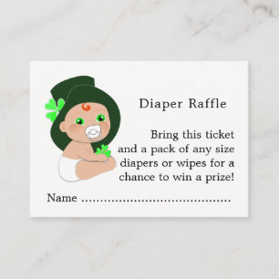 Irish Leprechaun Lucky Shamrock Diaper Raffle Informatiekaartje