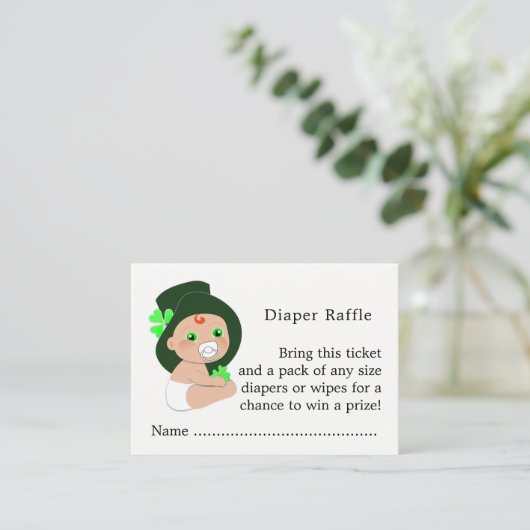 Irish Leprechaun Lucky Shamrock Diaper Raffle Informatiekaartje (Staand voorkant)