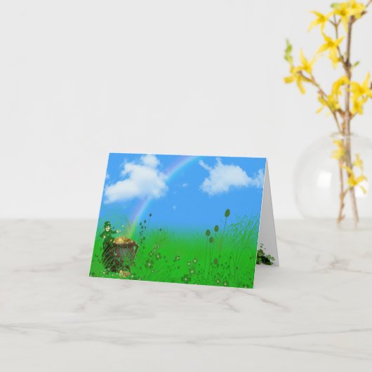 Irish Leprechaun over Gold Kaart (Gele Bloem)