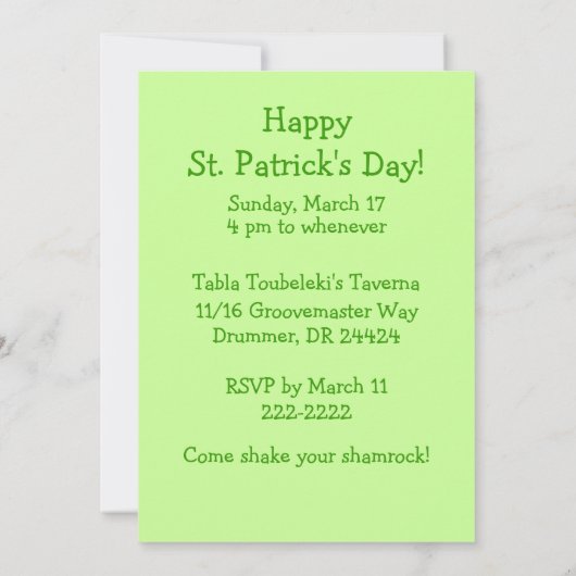 Irish Leprechaun Pet Funny St. Patrick's Day Party Kaart (Achterkant)