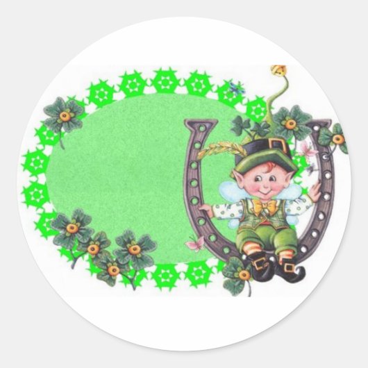 Irish Leprechaun Ronde Sticker (Voorkant)