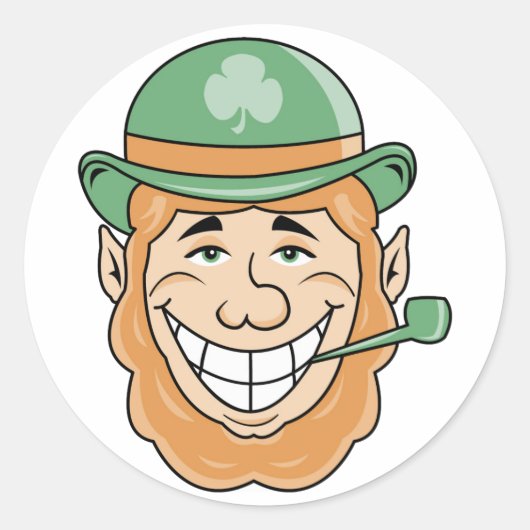Irish Leprechaun Ronde Sticker (Voorkant)
