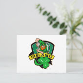 Irish leprechaun rugby player shamrock ierland briefkaart (Staand voorkant)