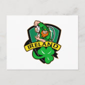 Irish leprechaun rugby player shamrock ierland briefkaart (Voorkant)