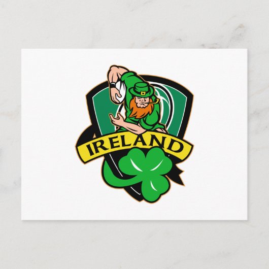 Irish leprechaun rugby player shamrock ierland briefkaart (Voorkant)