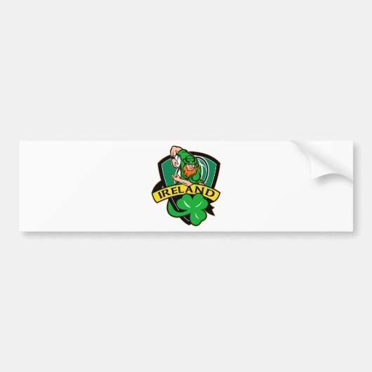 Irish leprechaun rugby player shamrock ierland bumpersticker (Voorkant)