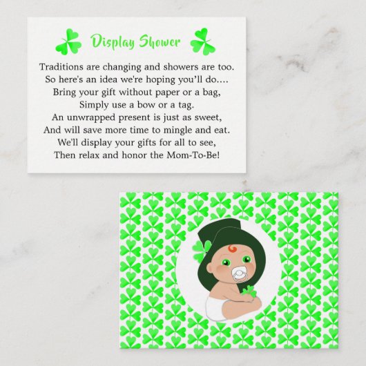 Irish Leprechaun Shamrock Baby shower Display Informatiekaartje (Voorkant / Achterkant)
