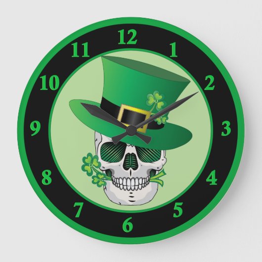Irish Leprechaun Skull Grote Klok (Voorkant)