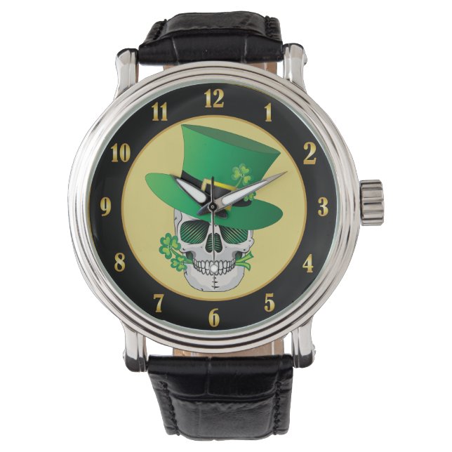 Irish Leprechaun Skull Horloge (Voorkant)