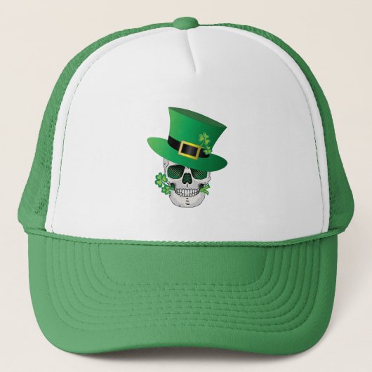 Irish Leprechaun Skull Trucker Pet (Voorkant)