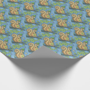 IRISH LEPRECHAUN SQUIRREL HOLIDAY WRAPPING PAPIER