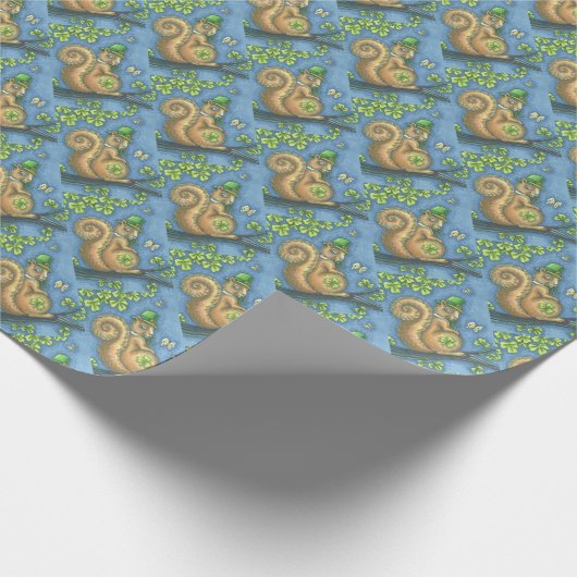 IRISH LEPRECHAUN SQUIRREL HOLIDAY WRAPPING PAPIER (Hoek)