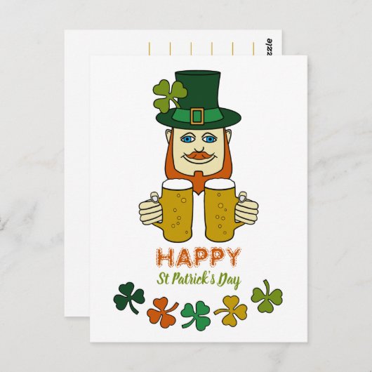Irish Leprechaun, St Patrick's Day Briefkaart (Voorkant / Achterkant)