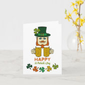 Irish Leprechaun, St Patrick's Day Kaart (Gele Bloem)