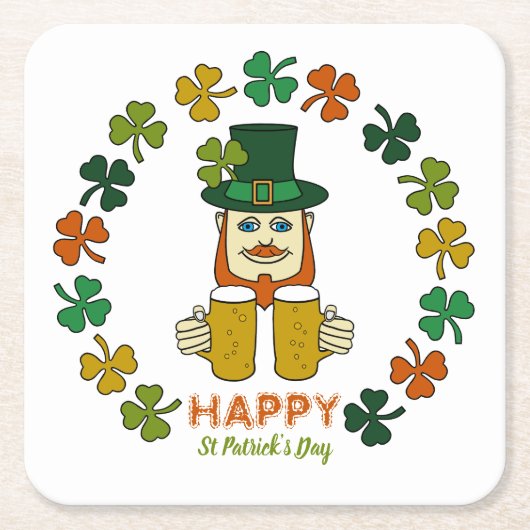 Irish Leprechaun, St Patrick's Day Kartonnen Onderzetters (Voorkant)