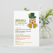 Irish Leprechaun, St Patrick's Day Menu Kaart (Staand voorkant)