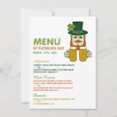 Irish Leprechaun, St Patrick's Day Menu Kaart (Voorkant)
