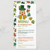 Irish Leprechaun, St Patrick's Day Menu Kaart (Voorkant / Achterkant)