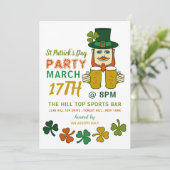 Irish Leprechaun, St Patrick's Day Party Kaart (Staand voorkant)