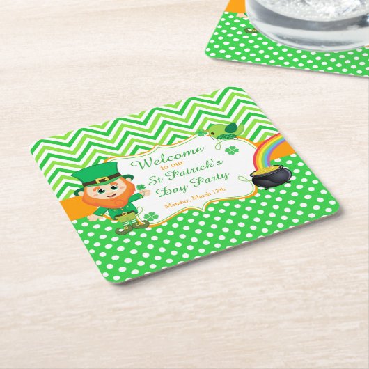 Irish Leprechaun St Patrick's Day Party Kartonnen Onderzetters (Schuin)