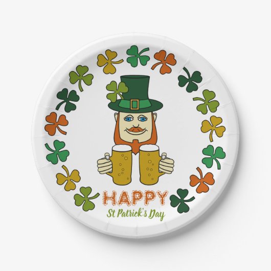 Irish Leprechaun, St Patrick's Day Party Papieren Bordje (Voorkant)