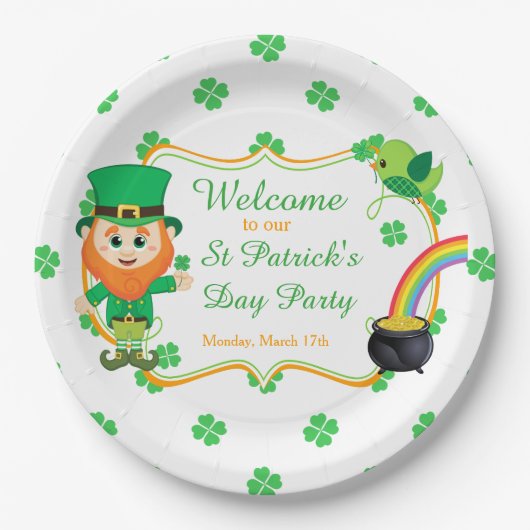 Irish Leprechaun St Patrick's Day Party Papieren Bordje (Voorkant)