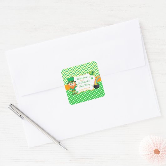 Irish Leprechaun St Patrick's Day Party Vierkante Sticker (Envelop)