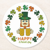 Irish Leprechaun, St Patrick's Day Ronde Kartonnen Onderzetter (Voorkant)