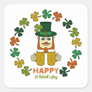 Irish Leprechaun, St Patrick's Day Vierkante Sticker