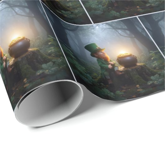 Irish Leprechaun with a Pot of Gold Cadeaupapier (Rol Hoek)