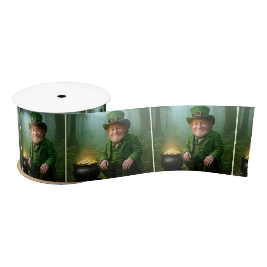 Irish Leprechaun with a Pot of Gold Satijnen Lint (Spoel)