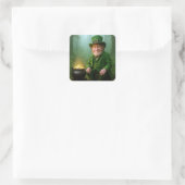 Irish Leprechaun with a Pot of Gold Vierkante Sticker (Tas)
