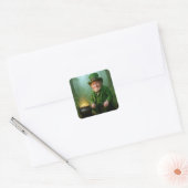 Irish Leprechaun with a Pot of Gold Vierkante Sticker (Envelop)