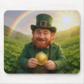 Irish Leprechaun With Gold Coin and Rainbow Muismat (Voorkant)