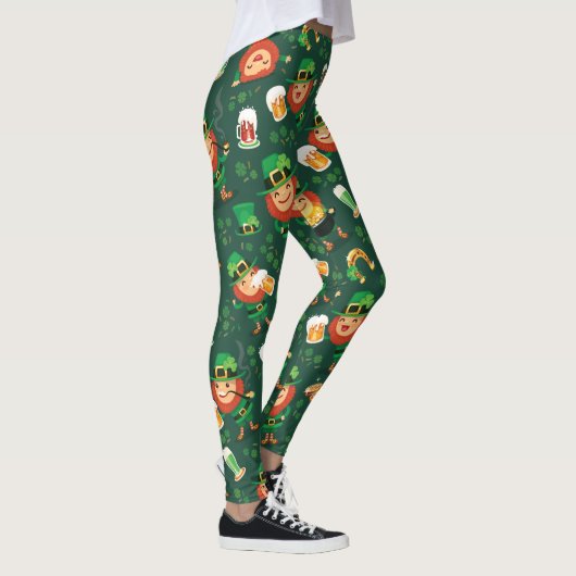 Irish Leprechauns Beer Pattern St Patrick's Day Leggings (Rechts)