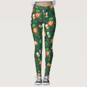 Irish Leprechauns Beer Pattern St Patrick's Day Leggings (Voorkant)