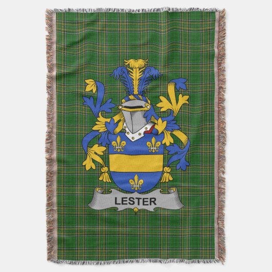 Irish Lester of McAlester Wapen Familiezorg Deken (Voorkant Verticaal)