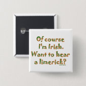 Irish Limerick Vierkante Button 5,1 Cm (Voorkant /achterkant)