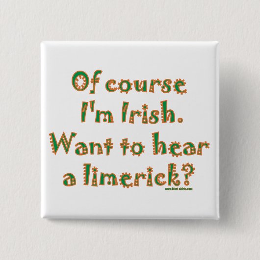 Irish Limerick Vierkante Button 5,1 Cm (Voorkant)