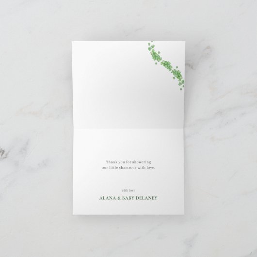 Irish Little Shamrock Baby shower Dank u kaart (Binnen)