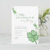 Irish Little Shamrock Baby shower Invitation Kaart (Staand voorkant)