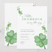 Irish Little Shamrock Baby shower Invitation Kaart (Voorkant / Achterkant)