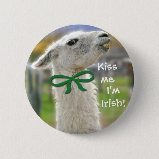 Irish Llama-Kiss Ik ben Irish St. Patrick's Button (Voorkant)