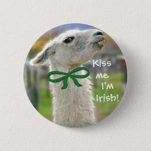 Irish Llama-Kiss Ik ben Irish St. Patrick's Button