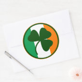Irish logo, shamrock op vlaggenkleuren ronde sticker (Envelop)