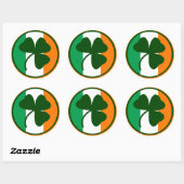 Irish logo, shamrock op vlaggenkleuren ronde sticker (Vel)